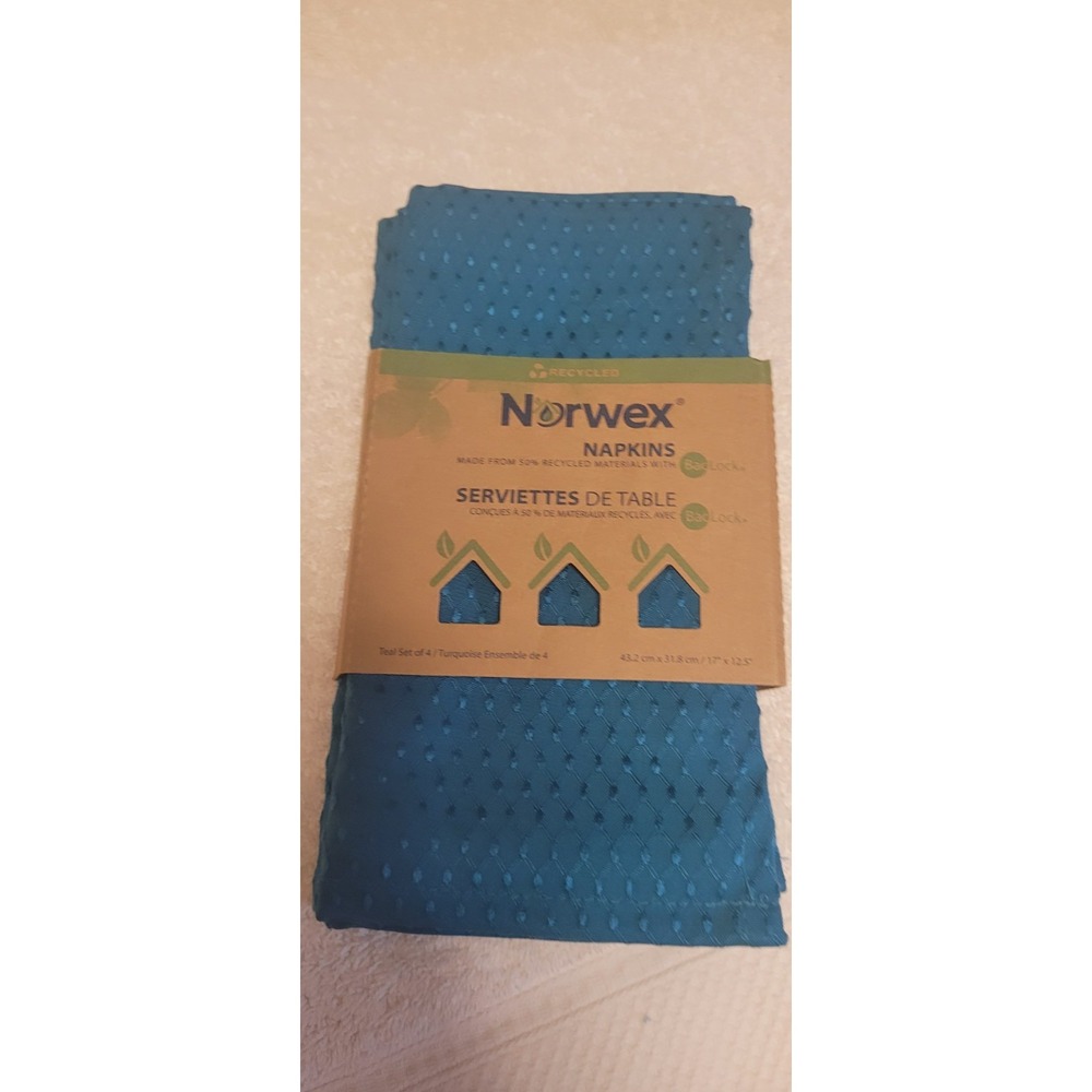 Norwex new set of 4 recycled napkins turquoise color sustainable